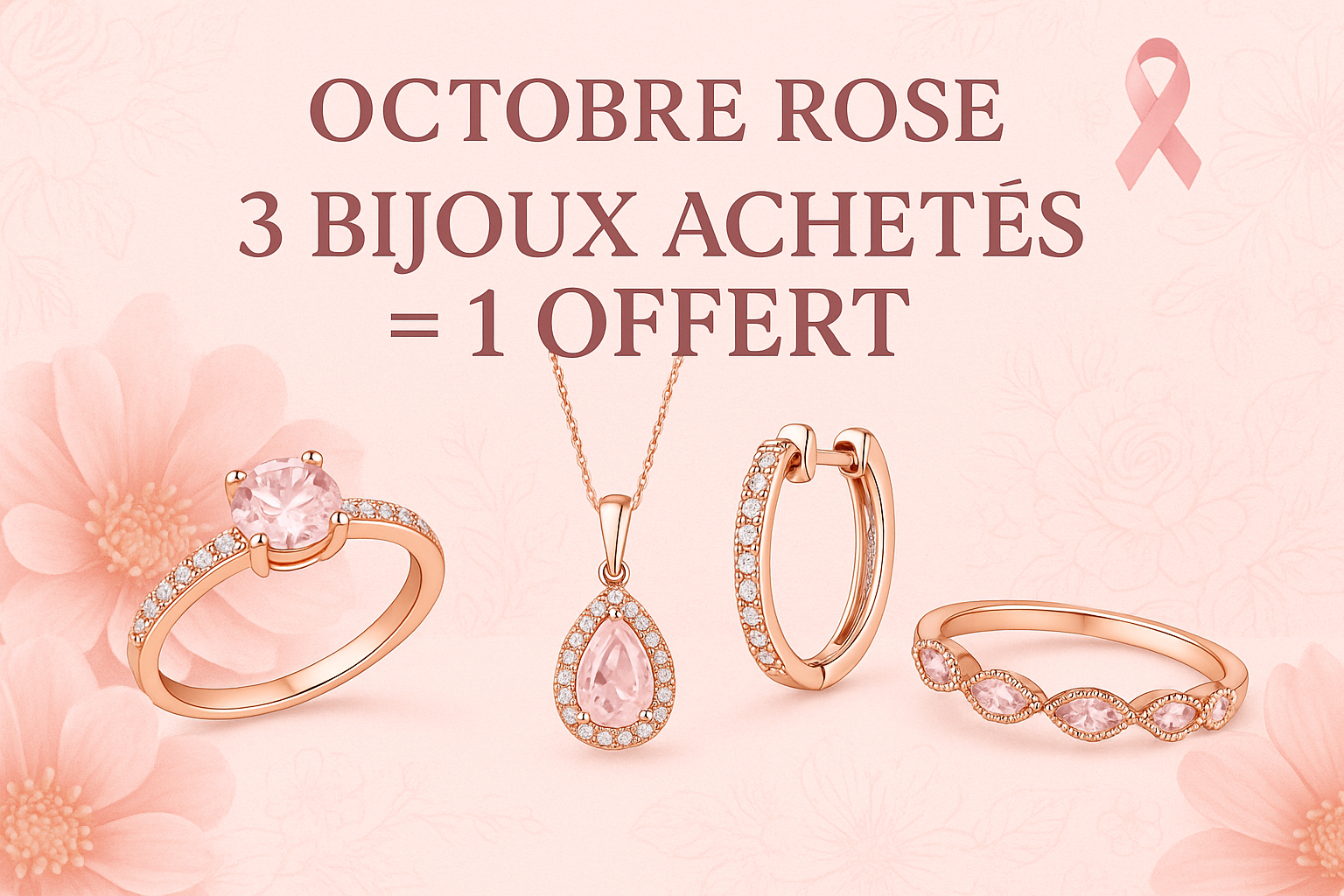 octobre rose promotion 3 bijoux acheté 1 offert 