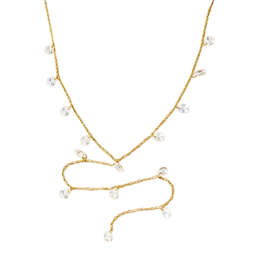 Collier en Y pluie de cristal 💧