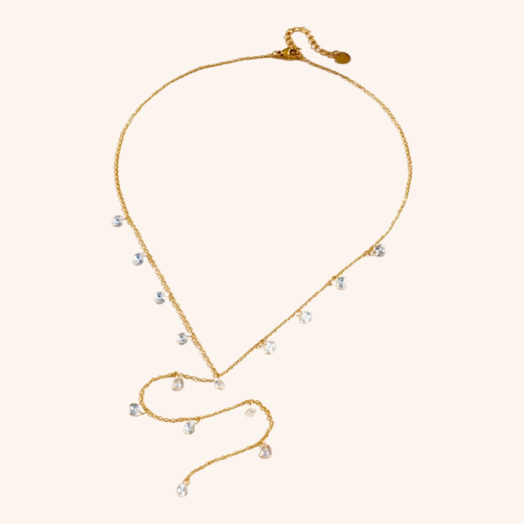 Collier en Y pluie de cristal 💧